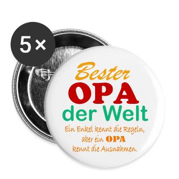 Bester Opa der Welt - Buttons groß 56 mm (5er Pack) - Weiß - Vorne