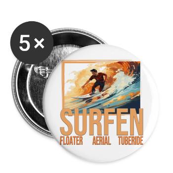 Floater - Aerial - Tuberide - Surfen - Buttons groß 56 mm (5er Pack) - Weiß - Vorne