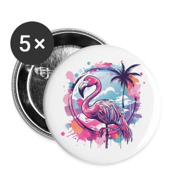 Flamingo - Buttons groß 56 mm (5er Pack) - Weiß - Vorne