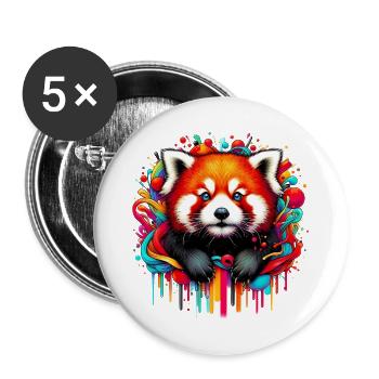 Red panda - Buttons large 2.2''/56 mm (5-pack) - white - Front