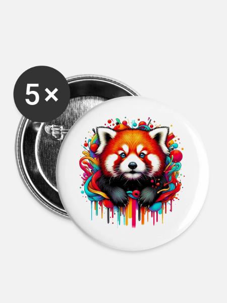 Kleiner Panda - Buttons groß 56 mm (5er Pack) - Weiß