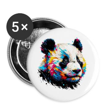 Panda - Buttons groß 56 mm (5er Pack) - Weiß - Vorne