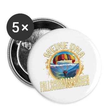 Meine DNA - Fallschirmspringen - Buttons groß 56 mm (5er Pack) - Weiß - Vorne