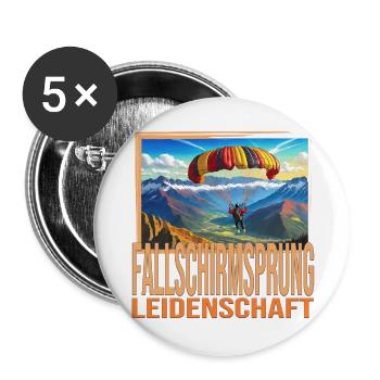 Fallschirmsprung Leidenschaft - Buttons groß 56 mm (5er Pack) - Weiß - Vorne