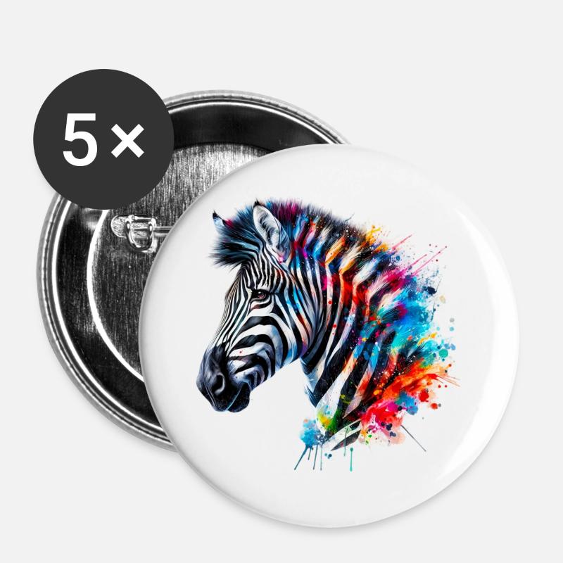 Zebra - Buttons groß 56 mm (5er Pack) - Weiß