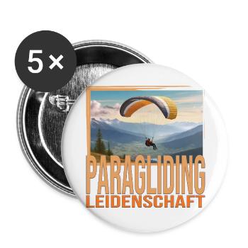 Paragliding Leidenschaft - Buttons groß 56 mm (5er Pack) - Weiß - Vorne