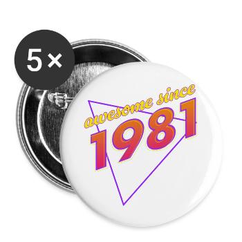 Rétro - Awesome since 1981 - Lot de 5 grands badges (56 mm) - blanc - Devant