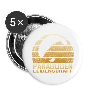 Paragliden Leidenschaft - Buttons groß 56 mm (5er Pack) - Weiß - Vorne