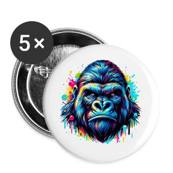 Gorille - Lot de 5 grands badges (56 mm) - blanc - Devant