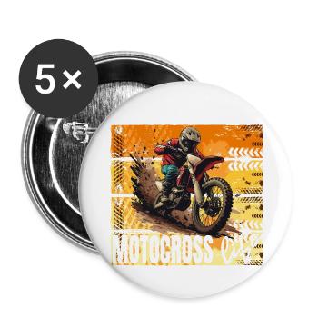 Motocross Life - Buttons groß 56 mm (5er Pack) - Weiß - Vorne