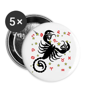 Sternzeichen Stern Logo Skorpion - Buttons groß 56 mm (5er Pack) - Weiß - Vorne