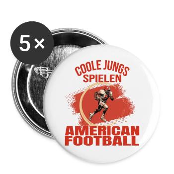 Coole Jungs spielen American Football - Buttons groß 56 mm (5er Pack) - Weiß - Vorne