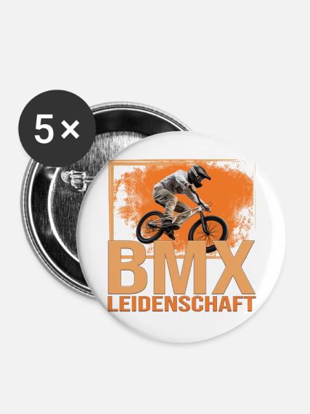 BMX Leidenschaft - Buttons groß 56 mm (5er Pack) - Weiß