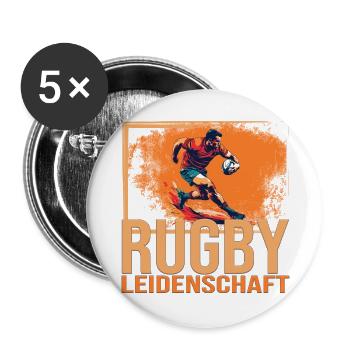 Rugby Leidenschaft - Buttons groß 56 mm (5er Pack) - Weiß - Vorne
