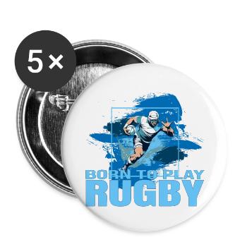 Born to play Rugby - Buttons groß 56 mm (5er Pack) - Weiß - Vorne