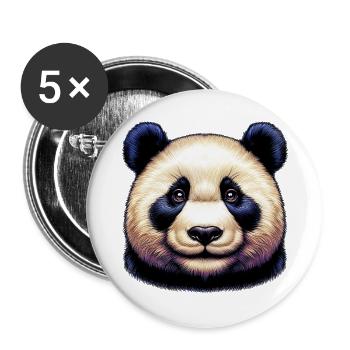 Panda - Buttons groß 56 mm (5er Pack) - Weiß - Vorne