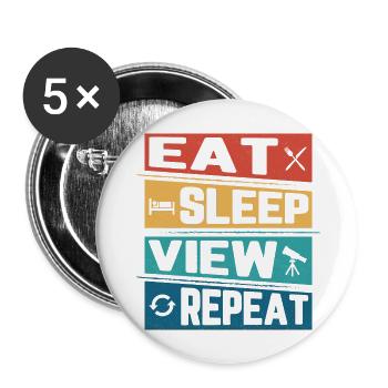Eat Sleep View Repeat Astronomy Telescope Stargaze - Buttons groß 56 mm (5er Pack) - Weiß - Vorne