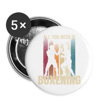 All you Need is Boxing - Buttons groß 56 mm (5er Pack) - Weiß - Vorne