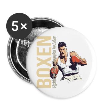 Fighter im Ring - Champion im Leben - Buttons groß 56 mm (5er Pack) - Weiß - Vorne