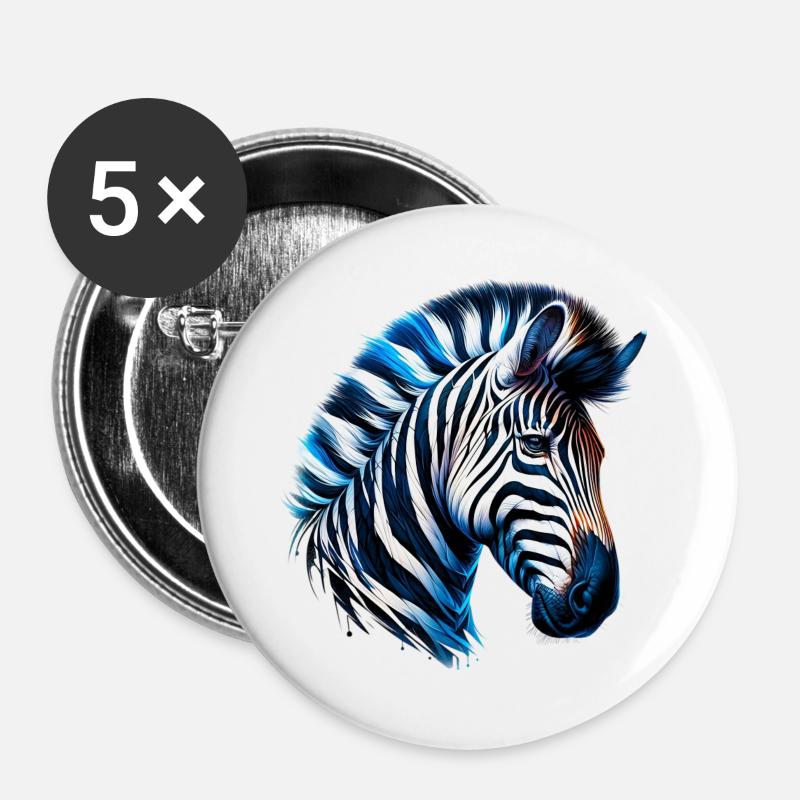 Zebra - Buttons groß 56 mm (5er Pack) - Weiß