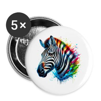 Zebra - Buttons groß 56 mm (5er Pack) - Weiß - Vorne