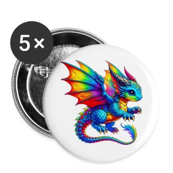 Dragon - Buttons large 2.2''/56 mm (5-pack) - white - Front