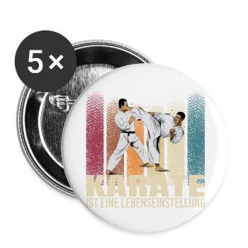 Karate ist eine Lebenseinstellung - Buttons groß 56 mm (5er Pack) - Weiß - Vorne