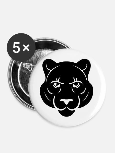 Kopf des Panthers - Buttons groß 56 mm (5er Pack) - Weiß