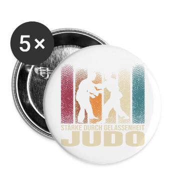 Stärke durch Gelassenheit - Judo - Buttons groß 56 mm (5er Pack) - Weiß - Vorne