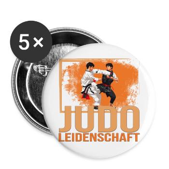 Judo Leidenschaft - Buttons groß 56 mm (5er Pack) - Weiß - Vorne
