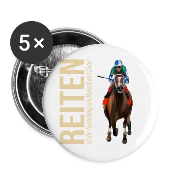 Reiten ist die Verbindung von Mensch und Natur - Buttons groß 56 mm (5er Pack) - Weiß - Vorne