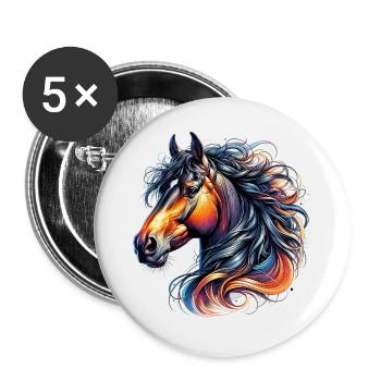 Pferd - Buttons groß 56 mm (5er Pack) - Weiß - Vorne