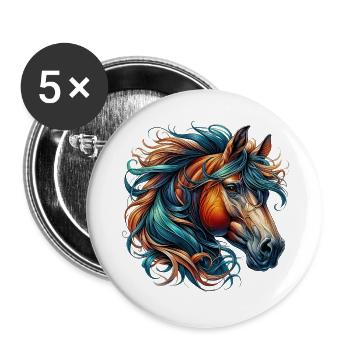 Horse - Buttons large 2.2''/56 mm (5-pack) - white - Front