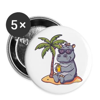 Palmier d’été de l’île Hippopotamus - Lot de 5 grands badges (56 mm) - blanc - Devant