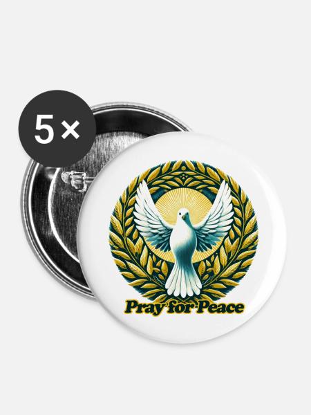 Betet für den Frieden - Buttons groß 56 mm (5er Pack) - Weiß