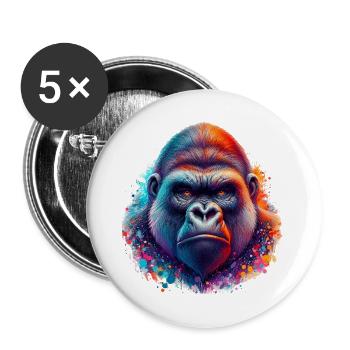 Gorille - Lot de 5 grands badges (56 mm) - blanc - Devant