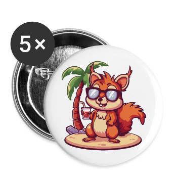 Palmier d’été de l’île Squirrel - Lot de 5 grands badges (56 mm) - blanc - Devant