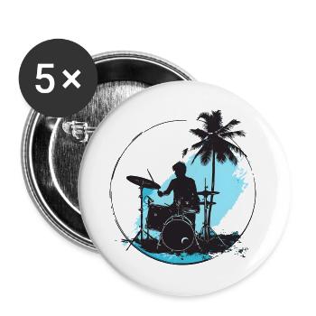 Schlagzeuger Zeichnung - Buttons groß 56 mm (5er Pack) - Weiß - Vorne