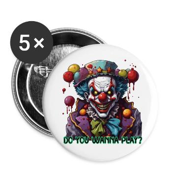 Clown / Circus / Carnival / Carnival / Playful - Buttons large 2.2''/56 mm (5-pack) - white - Front