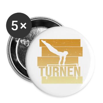 Turnen - Buttons groß 56 mm (5er Pack) - Weiß - Vorne