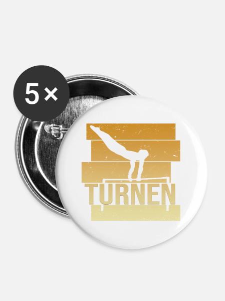 Turnen - Buttons groß 56 mm (5er Pack) - Weiß