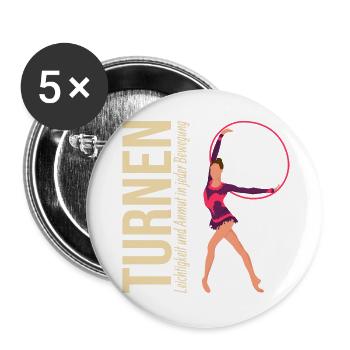 Turnen: Leichtigkeit und Anmut in jeder Bewegung - Buttons groß 56 mm (5er Pack) - Weiß - Vorne