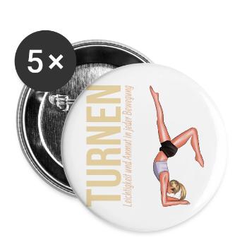 Turnen: Leichtigkeit und Anmut in jeder Bewegung - Buttons groß 56 mm (5er Pack) - Weiß - Vorne
