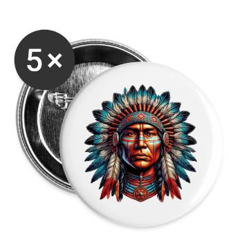 American Indian American Red Skin - Buttons large 2.2''/56 mm (5-pack) - white - Front