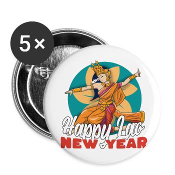 Laos Laote Lao Lao Cadeau du Nouvel An I - Lot de 5 grands badges (56 mm) - blanc - Devant