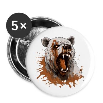 bear, animal, beast, wildlife, animal, blood, art, art, - Buttons large 2.2''/56 mm (5-pack) - white - Front