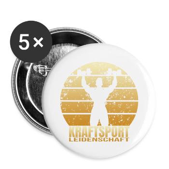 Kraftsport Leidenschaft - Buttons groß 56 mm (5er Pack) - Weiß - Vorne