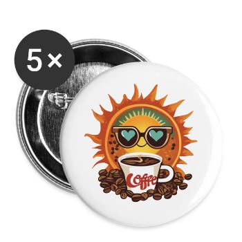 Sun Coffee Vintage-Stil und Leidenschaft - Buttons groß 56 mm (5er Pack) - Weiß - Vorne