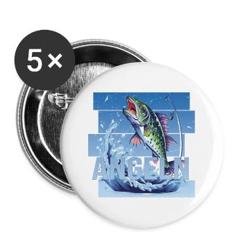 Angeln - Buttons groß 56 mm (5er Pack) - Weiß - Vorne