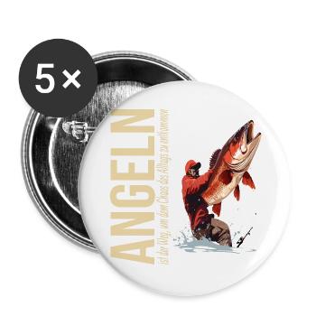 Angeln ist der Weg um dem Chaos... - Buttons groß 56 mm (5er Pack) - Weiß - Vorne